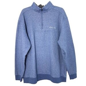 Columbia 1/4‎ Zip Mock Neck Sweatshirt Blue Pullover Logo Casual Minimalist